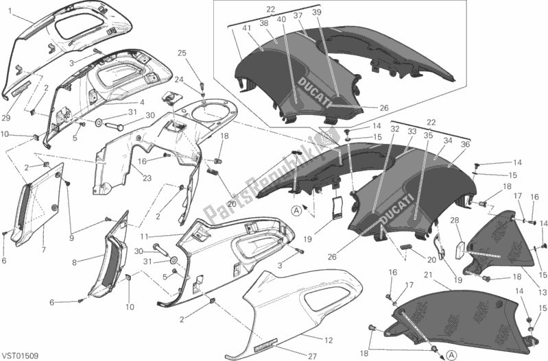Alle onderdelen voor de Deksels, Tank van de Ducati Diavel Carbon FL 1200 2017